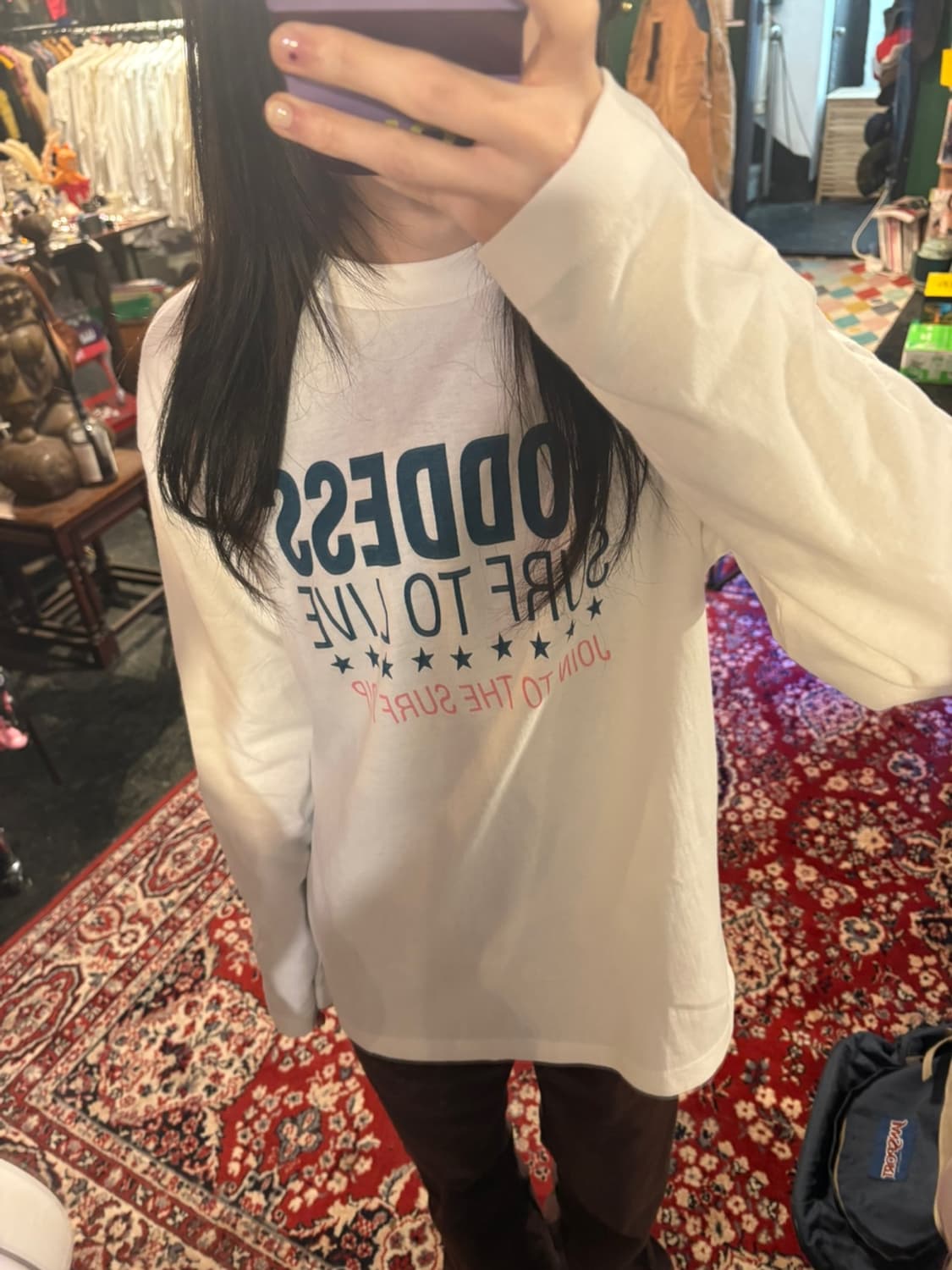Goddess 프린팅 롱슬리브 티셔츠 화이트 L 상품이미지1