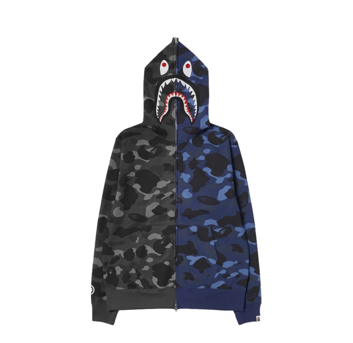 베이프 컬러 카모 세퍼레이트 샤크 풀 집 후드 블랙 네이비 상품이미지1