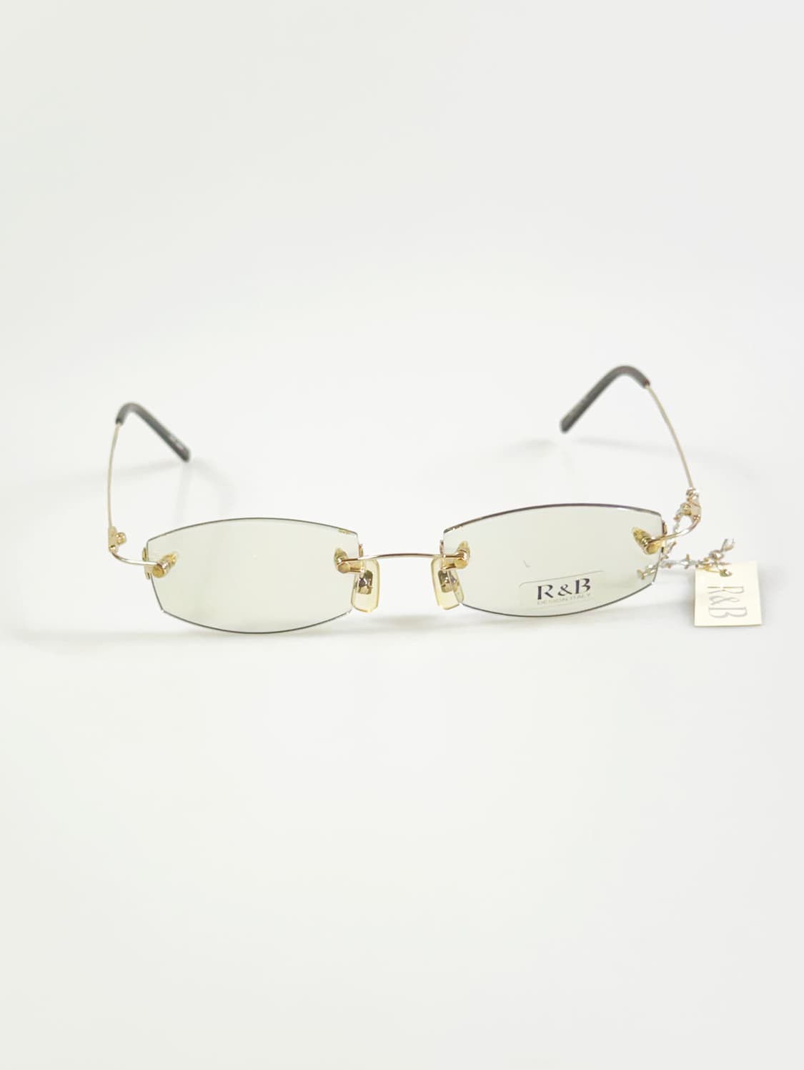 R&B EYEWEAR 무테 스퀘어 골드 메탈 빈티지 틴트 안경 상품이미지2
