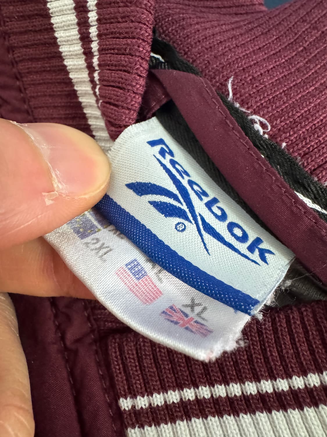 희귀!! 리복 90s 올드스쿨 버건디 웜업 맨투맨 XL ~ 2XL 상품이미지3