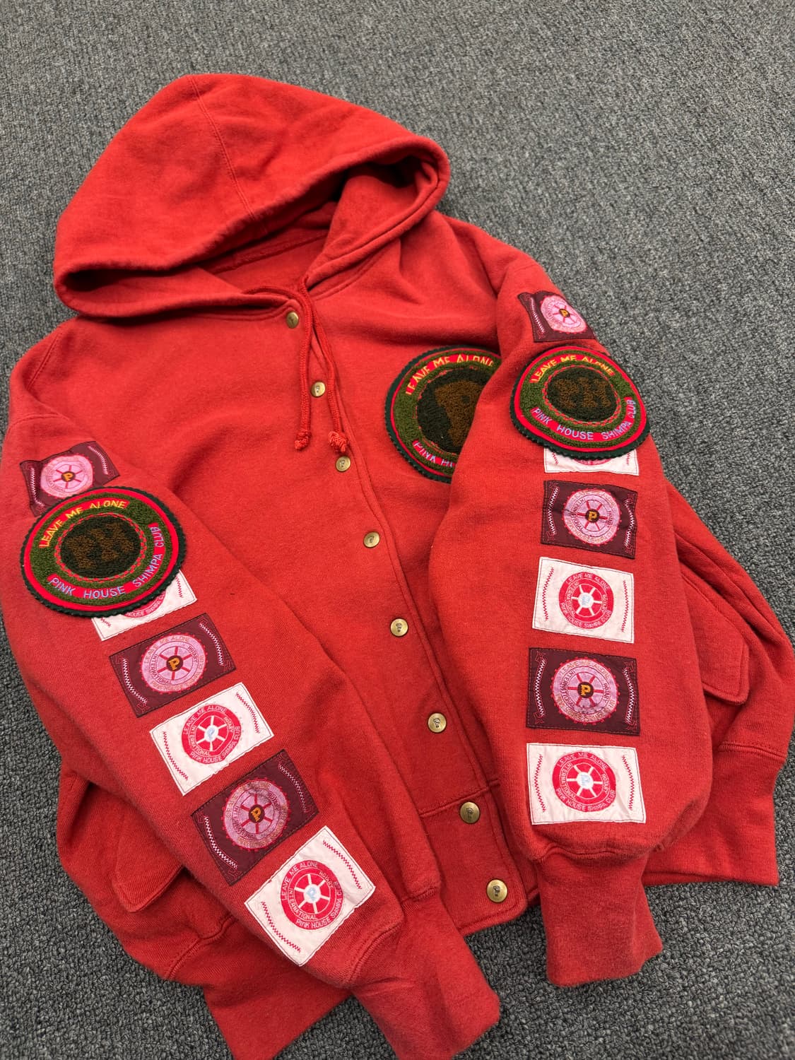 OS)Pink House 빈티지 패치 버건디 후드 자켓 상품이미지6
