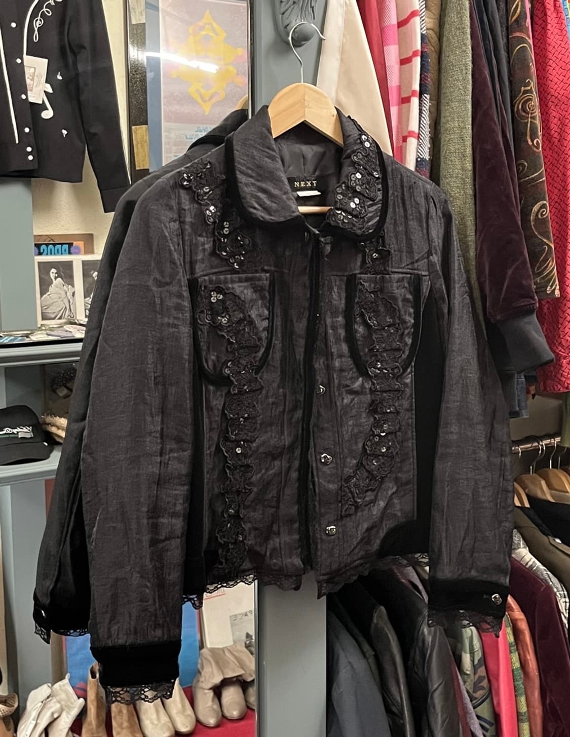 LACE TRIM VELVET JACKET 상품이미지4