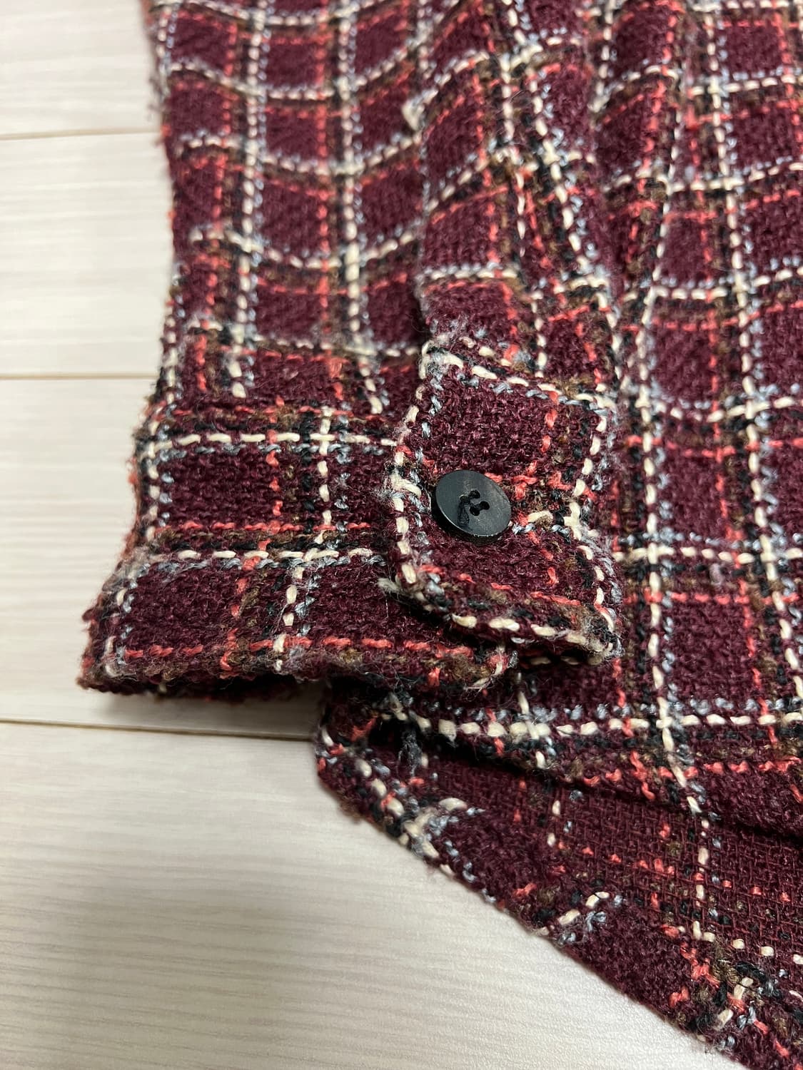 hoodie 버건디 체크 트위드 오버핏 셔츠 / 겨울 셔츠 아우터  상품이미지6