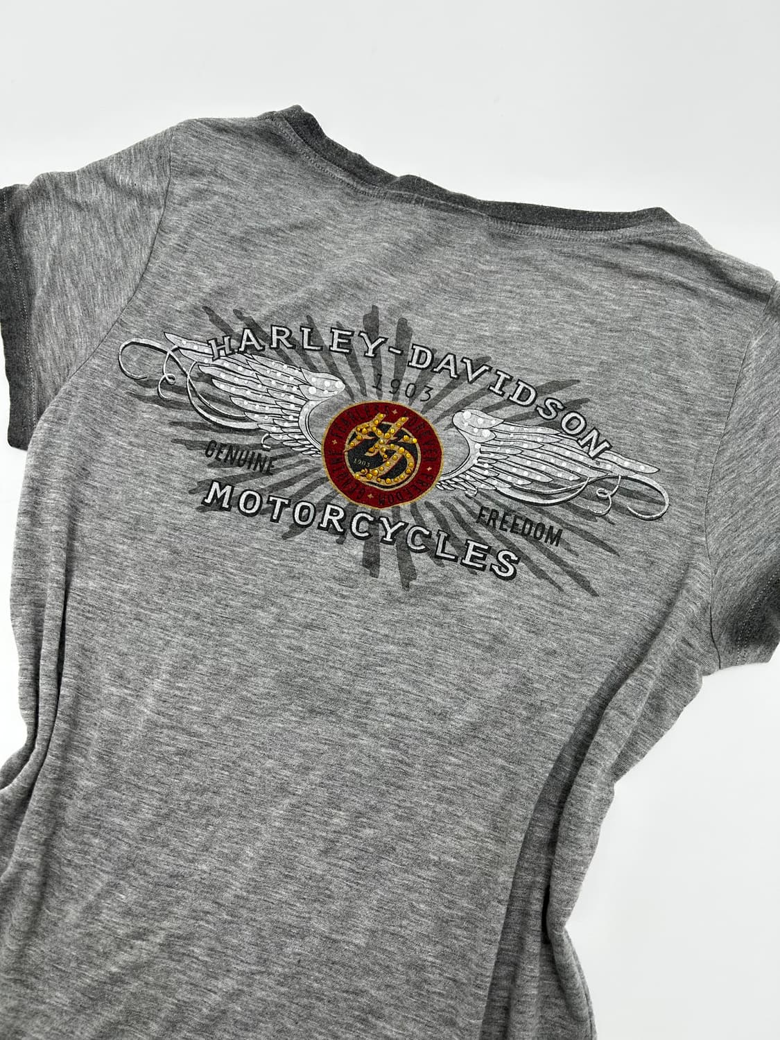 할리데이비슨 우먼 버튼 브이넥 반팔티 상품이미지3