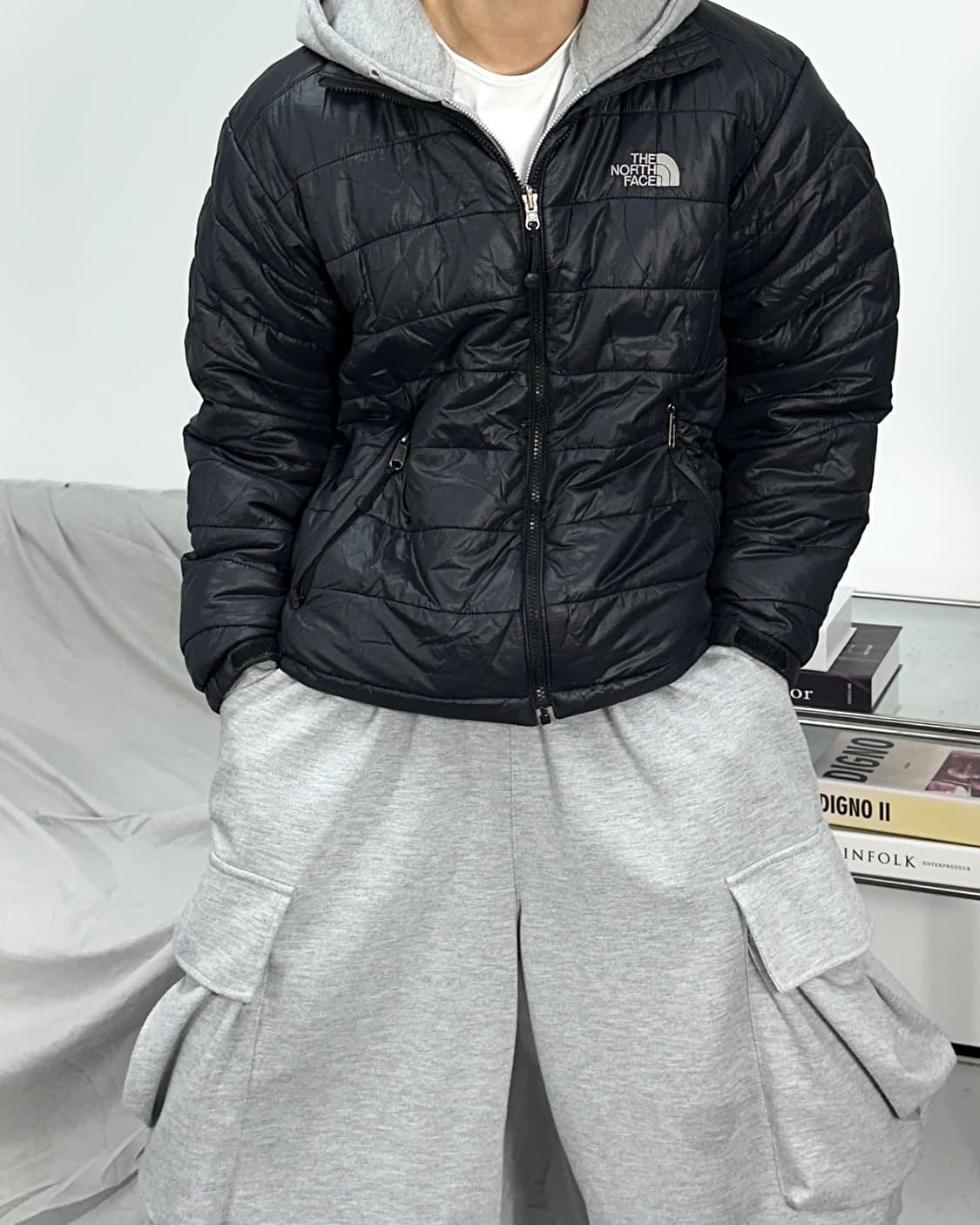 노스페이스 유광 경량패딩 L 상품이미지1