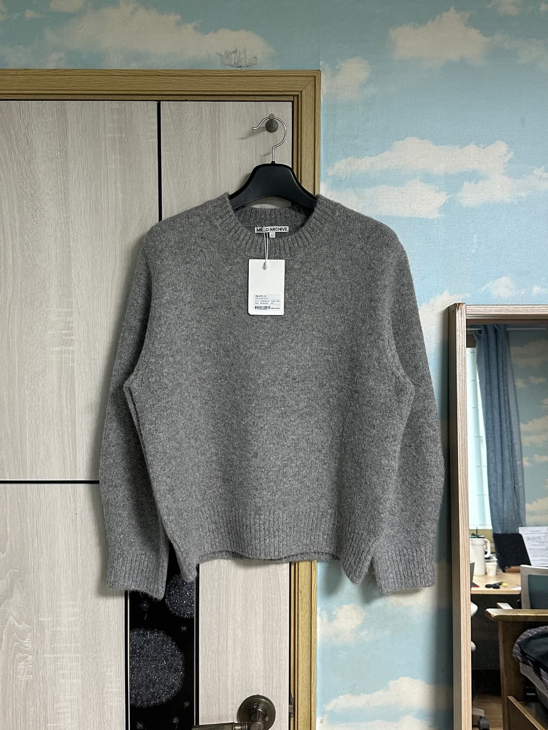 (새상품/L) 밀로아카이브 크롭 실루엣 니트 [멜란지 그레이] 상품이미지2