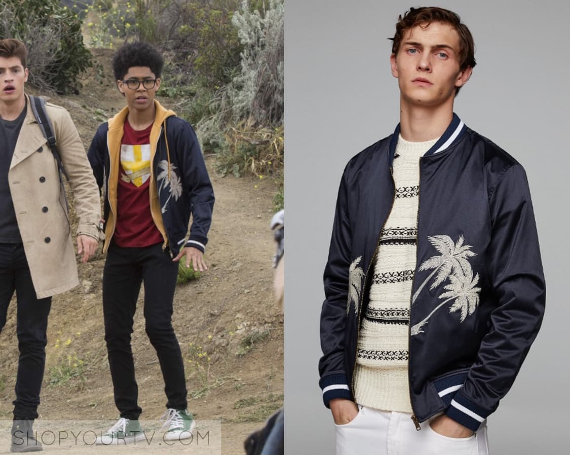 자라 팜트리 야자수 자수 스카쟌 자켓 네이비 M 상품이미지1