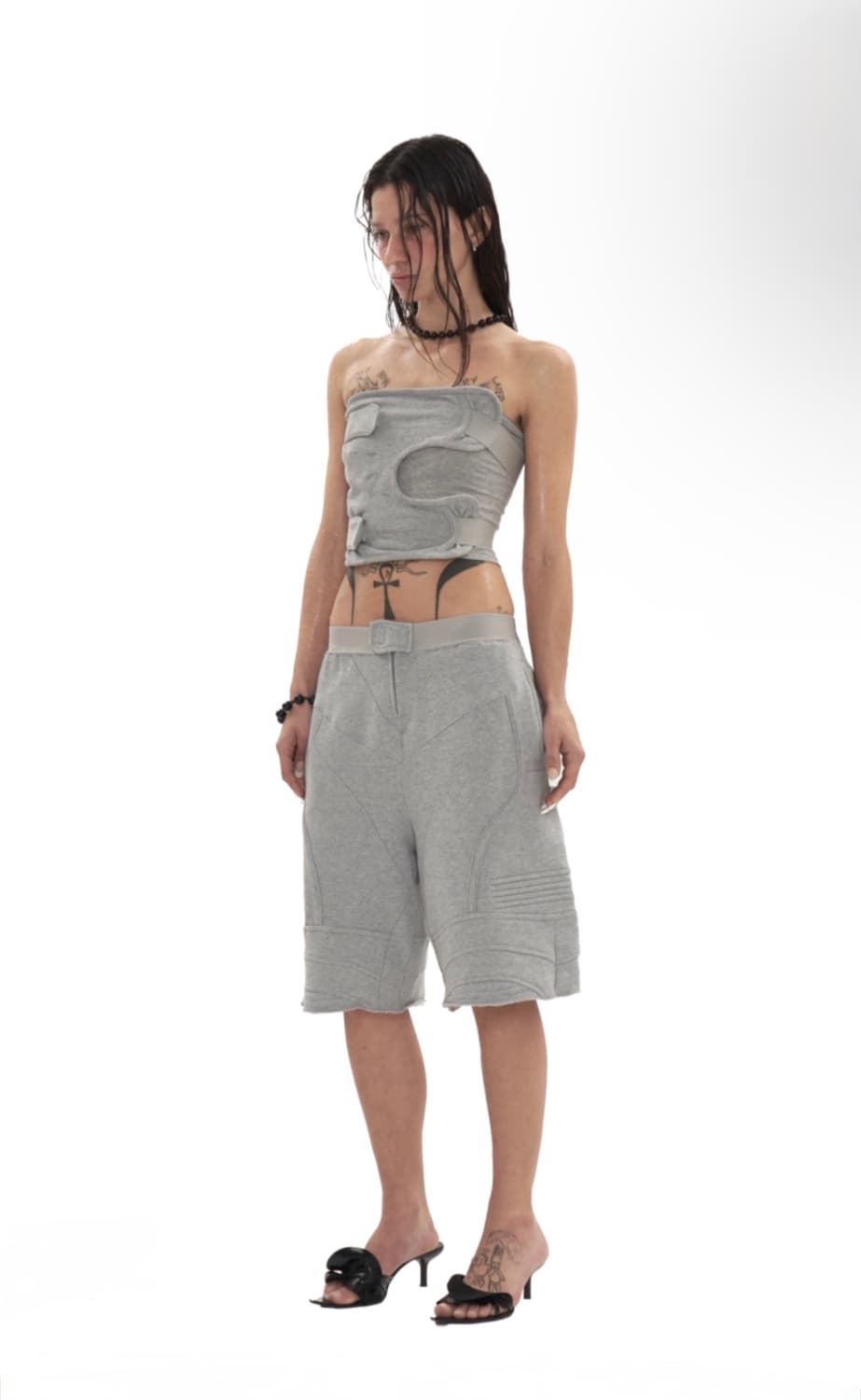 604service BIKER BANDING SWEAT SHORT 상품이미지5