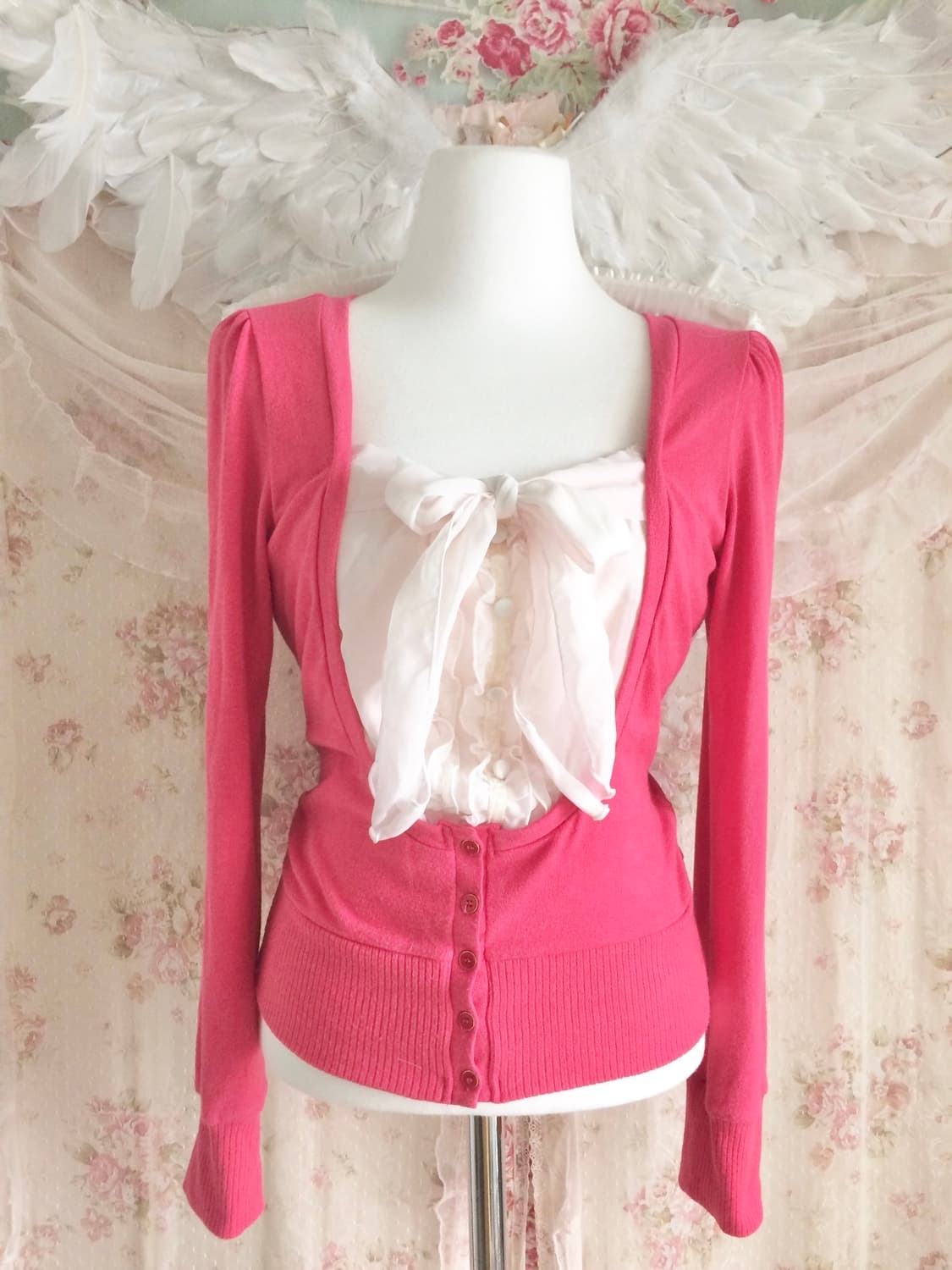 Vintage Bye Bye pink blouse layered milk 상품이미지3