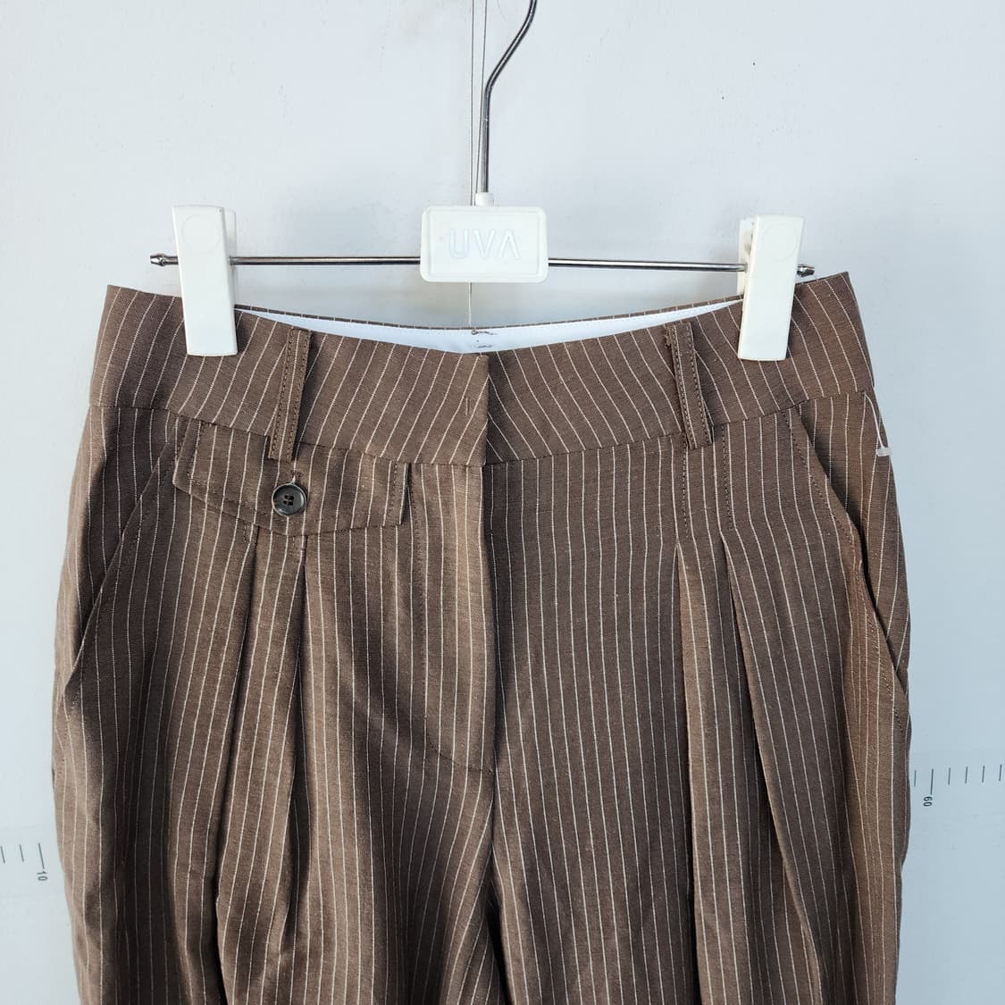  아이티스튜디오 브라운 스트라이프 와이드 팬츠 상품이미지2