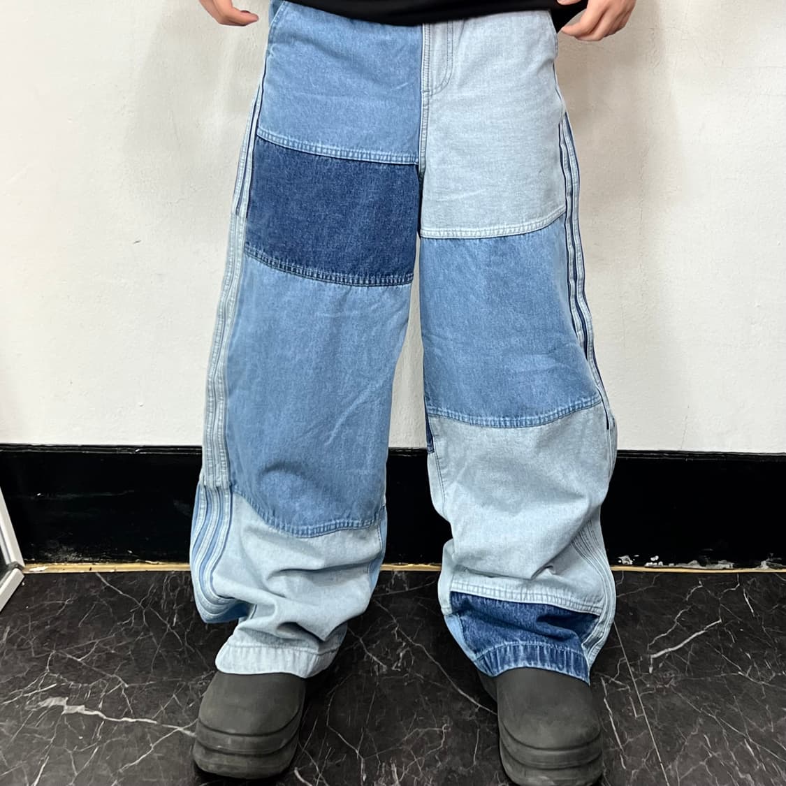 아디다스 x세니아스나이더 패치워크 팬츠 블루 상품이미지2