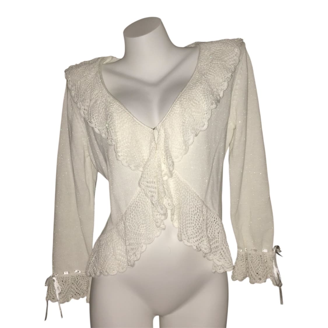 글리터 리본 러플 니트 가디건 달천 y2k 상품이미지2