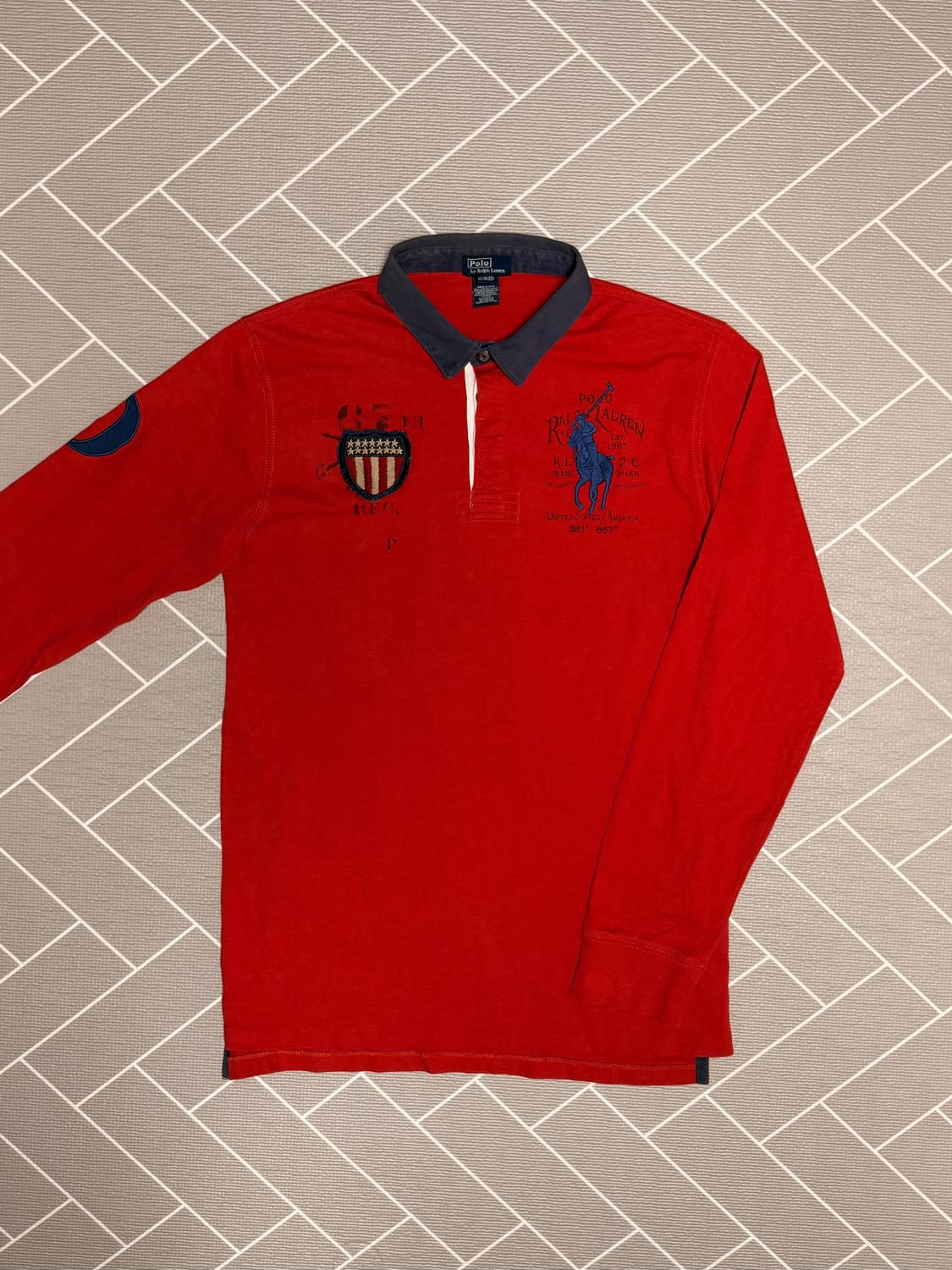 폴로 빅포니 성조기 긴팔 럭비티 레드 상품이미지2
