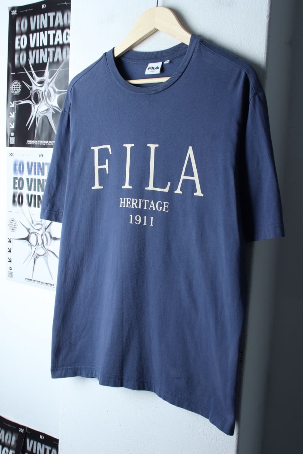 (L-XL) 휠라 반팔 티셔츠 빅로고 블루 올드스쿨-7B7F 상품이미지1