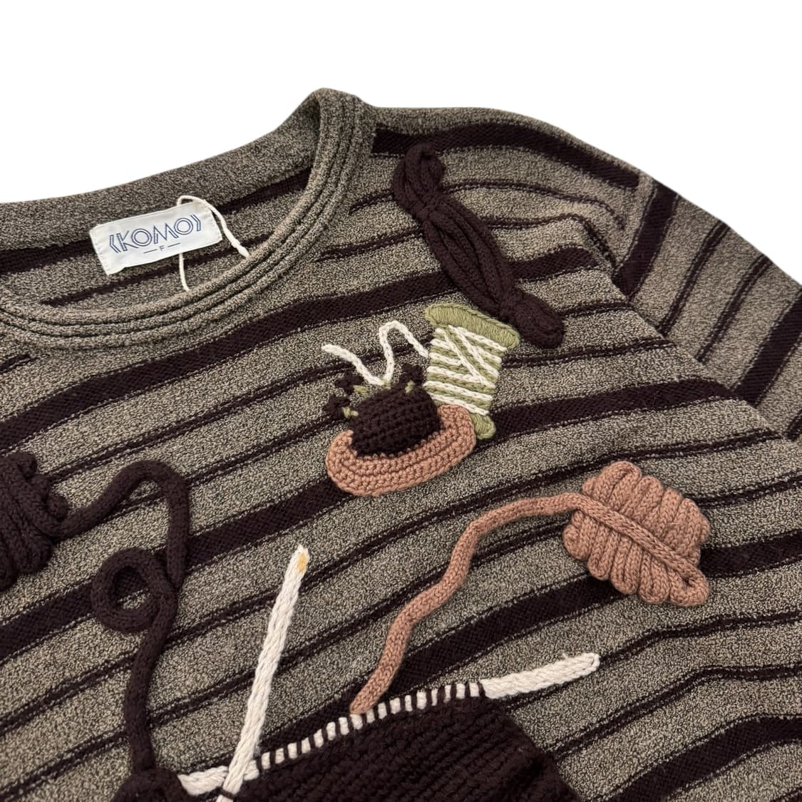 KOMO 울 스트라이프 니트 스웨터 브라운 상품이미지5