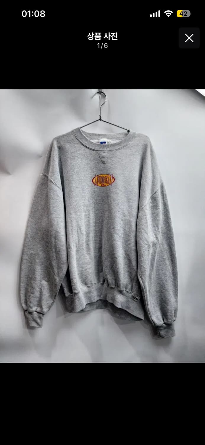 (L) 러셀 빈티지 오버핏 스웻 맨투맨 4.9 상품이미지1