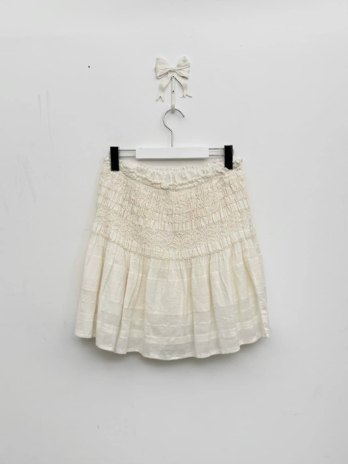 아이보리 스모크셔링 미니 스커트 상품이미지2