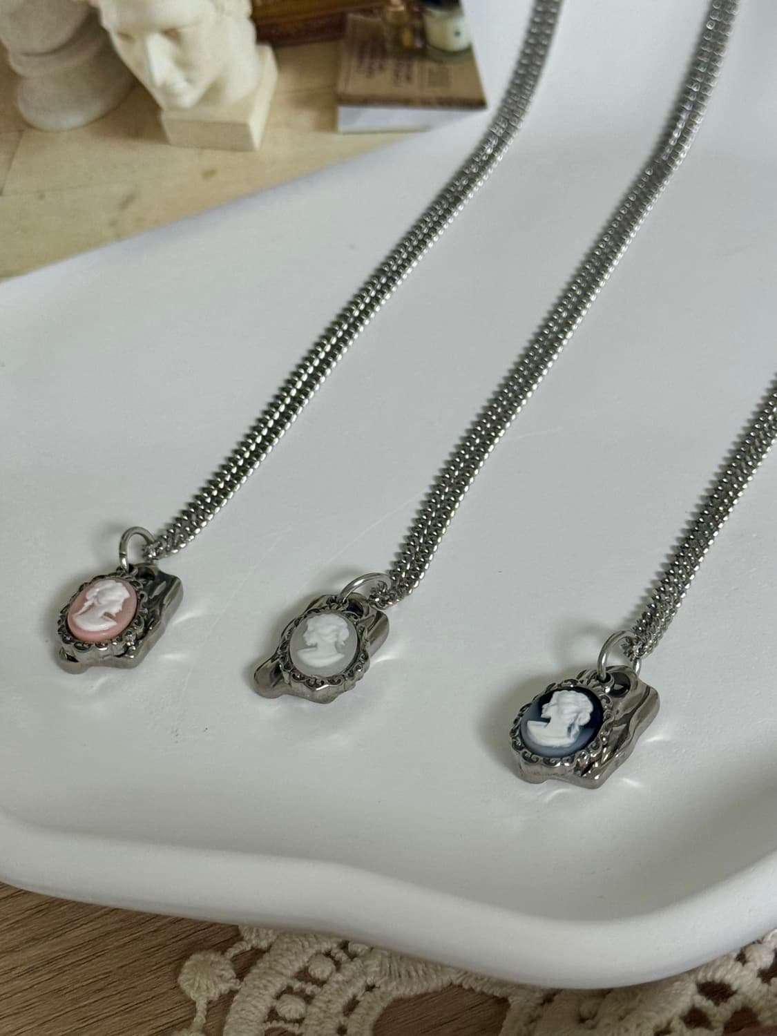 그 자체로 아트🧑‍🎨 까메오 써지컬 롱목걸이-블랙🖤 상품이미지5