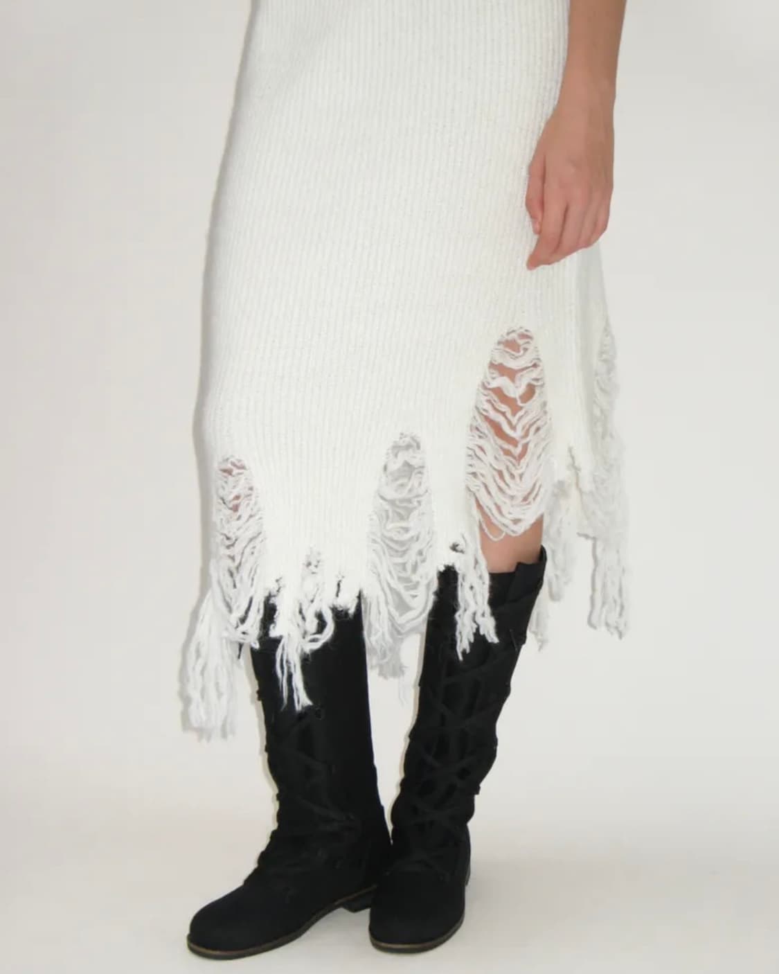 Damaged Turtleneck Sleeveless Knit+Skirt 상품이미지6