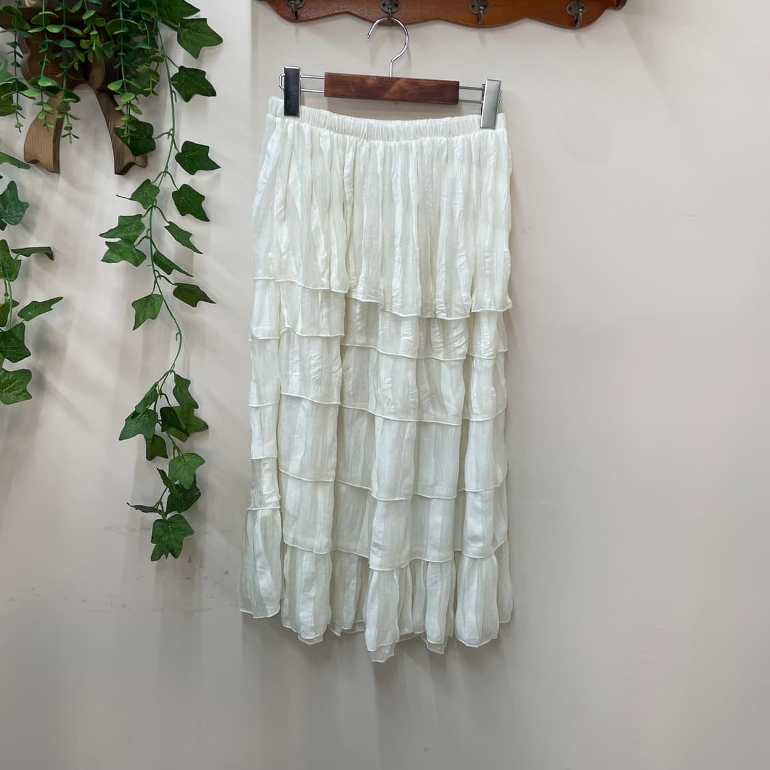 화이트 캉캉 모리 포레스트 숲 여리 엔젤 페어리 롱스커트 🏠 상품이미지1