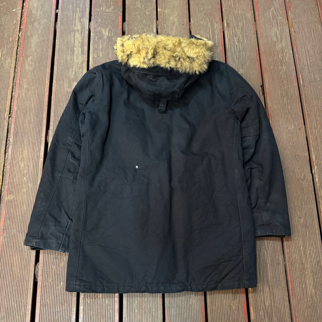 칼하트 블랙 퍼 후드 워크 자켓 상품이미지2