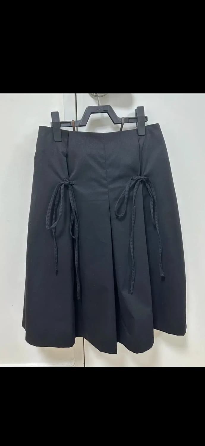 도쿄 플리츠 리본 미디 스커트 상품이미지3