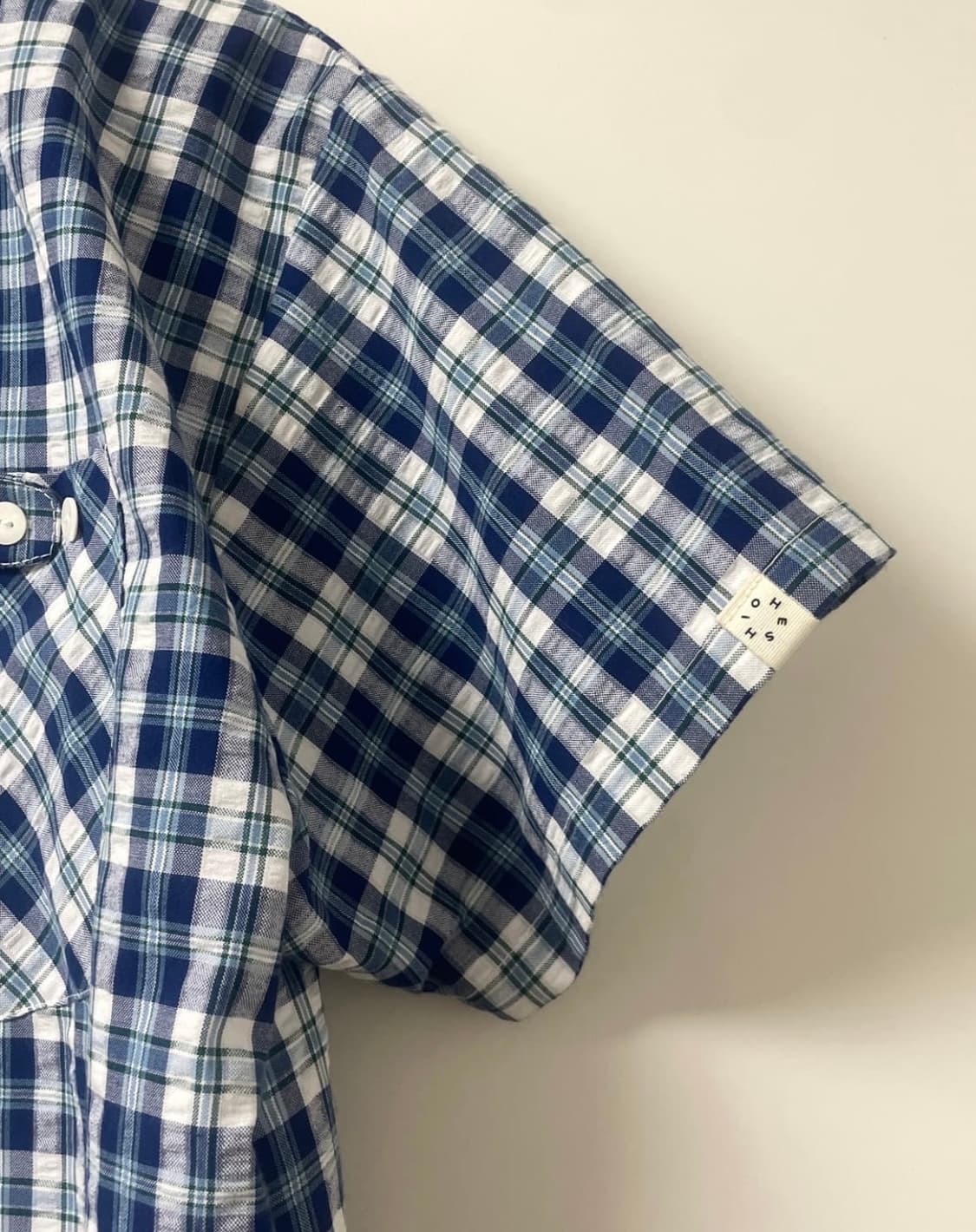 오헤시오 CHECK POCKET HALF SHIRT, BLUE 상품이미지4