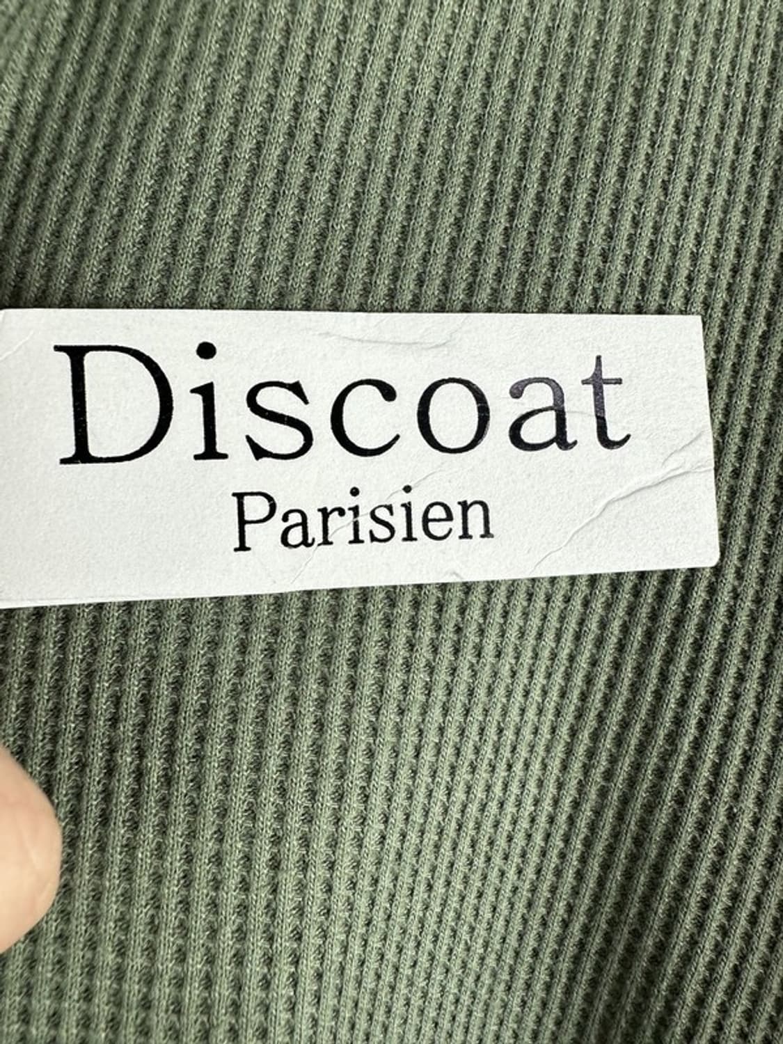 [L] DISCOAT 후드 니트반팔 카키 미사용품 상품이미지3