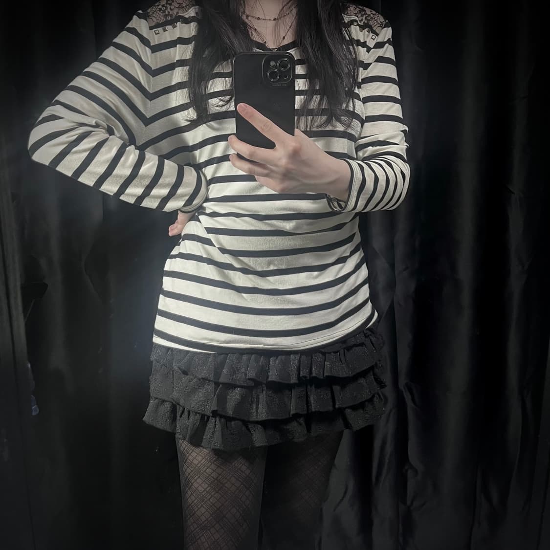 오네갸루 백레이스 스트라이프 탑 상품이미지1