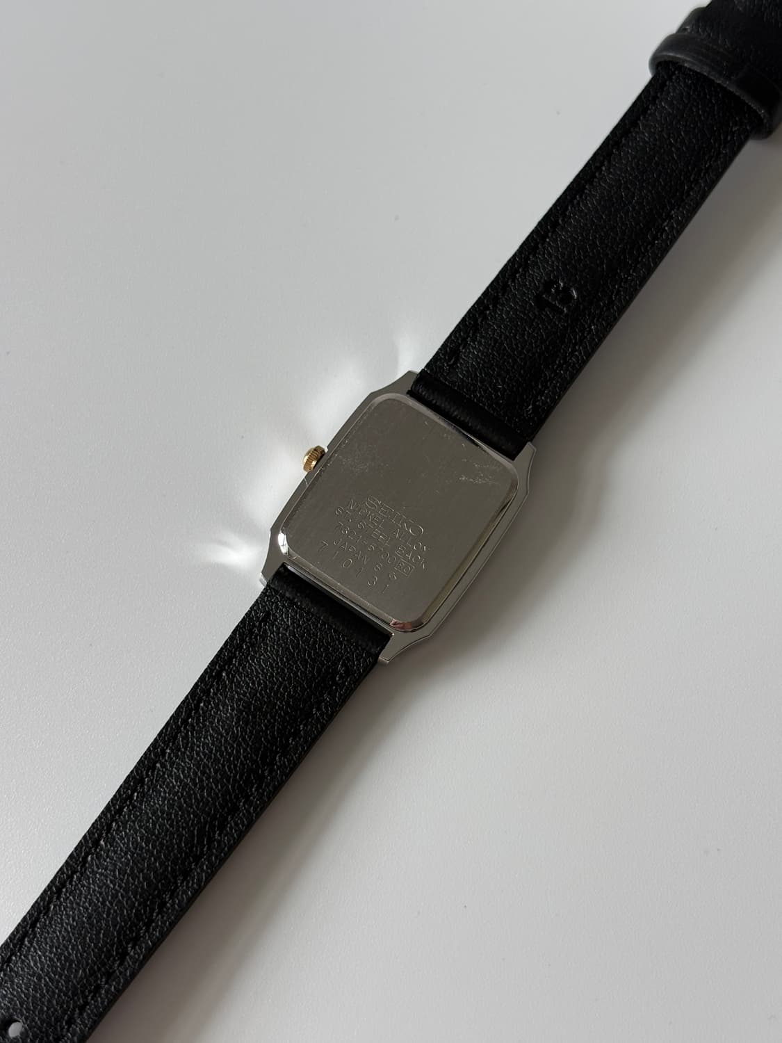 1980년대 빈티지시계 텍스처 다이얼 실버 탱크 쿼츠 여성 상품이미지8