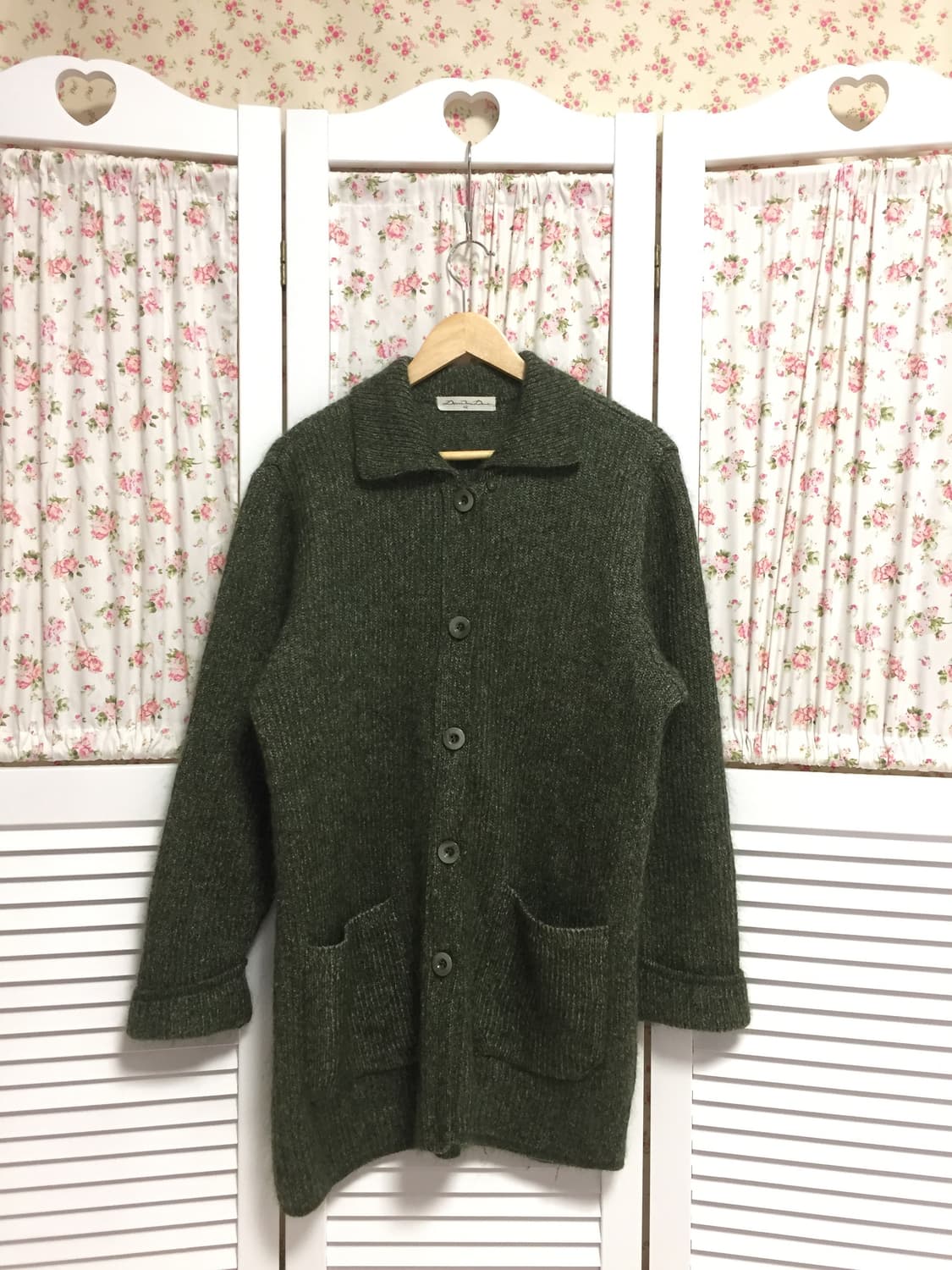 빈티지 녹차 가디건 상품이미지3