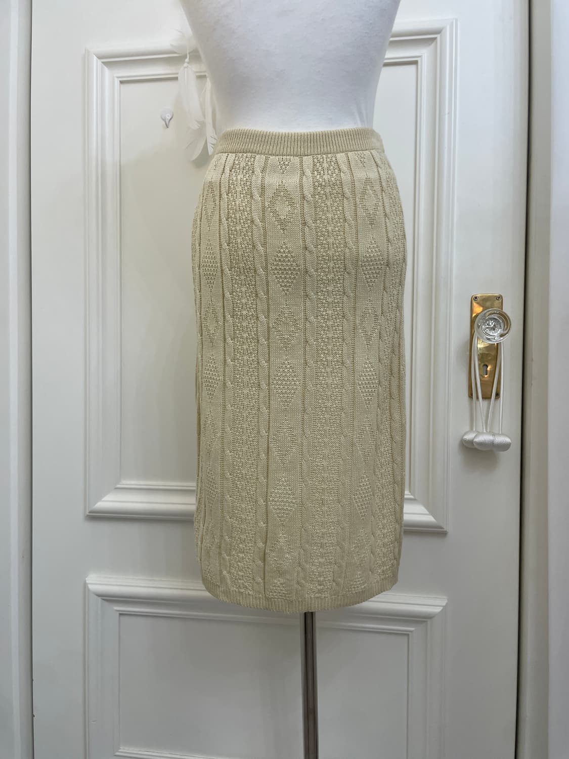 beige twist knit banding skirt 상품이미지4