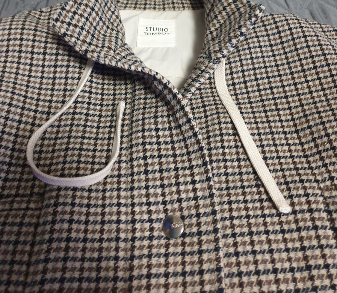 스튜디오톰보이 하운드 투스 체크 울 롱코트 (F) 상품이미지2