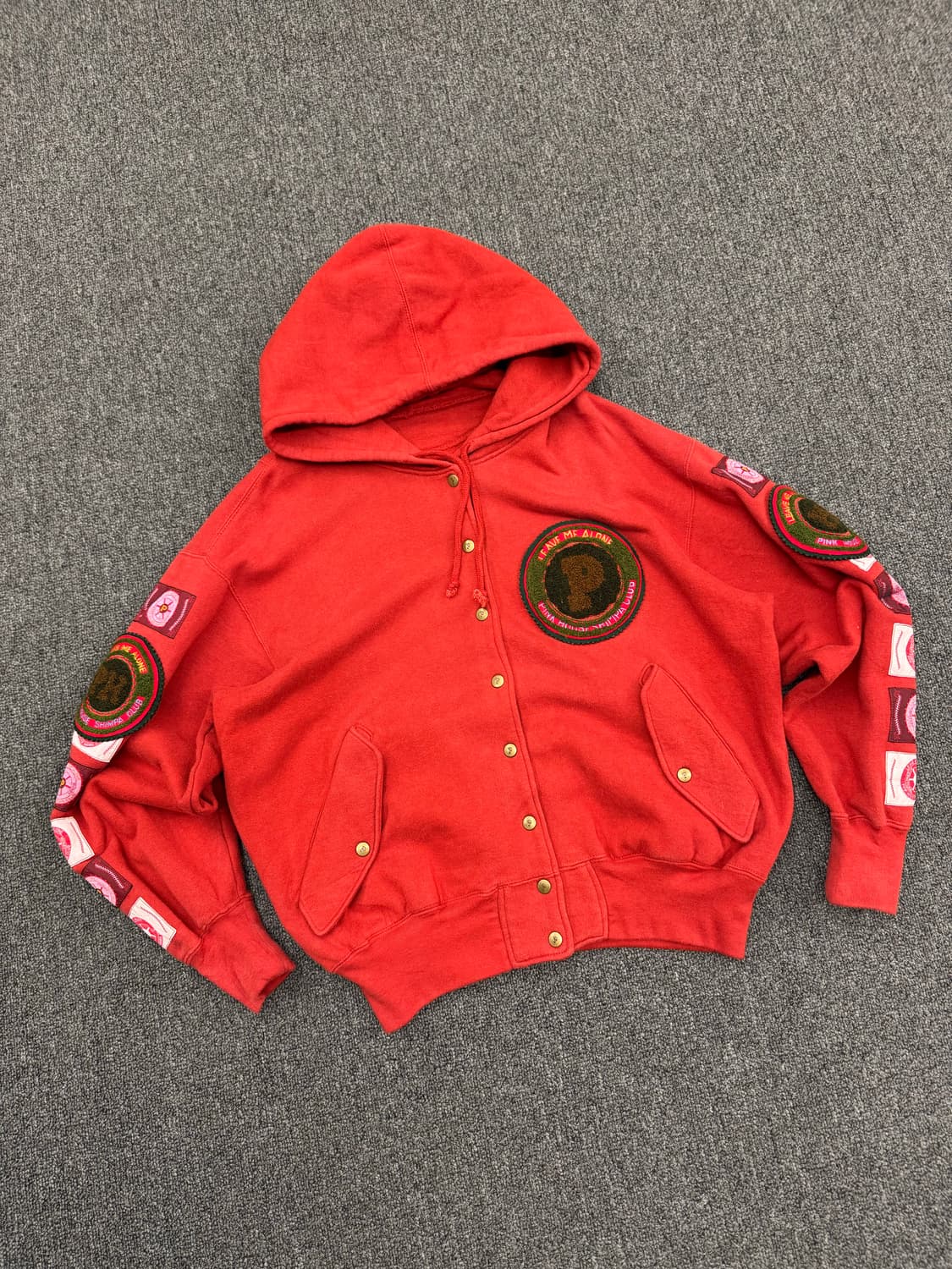 OS)Pink House 빈티지 패치 버건디 후드 자켓 상품이미지3