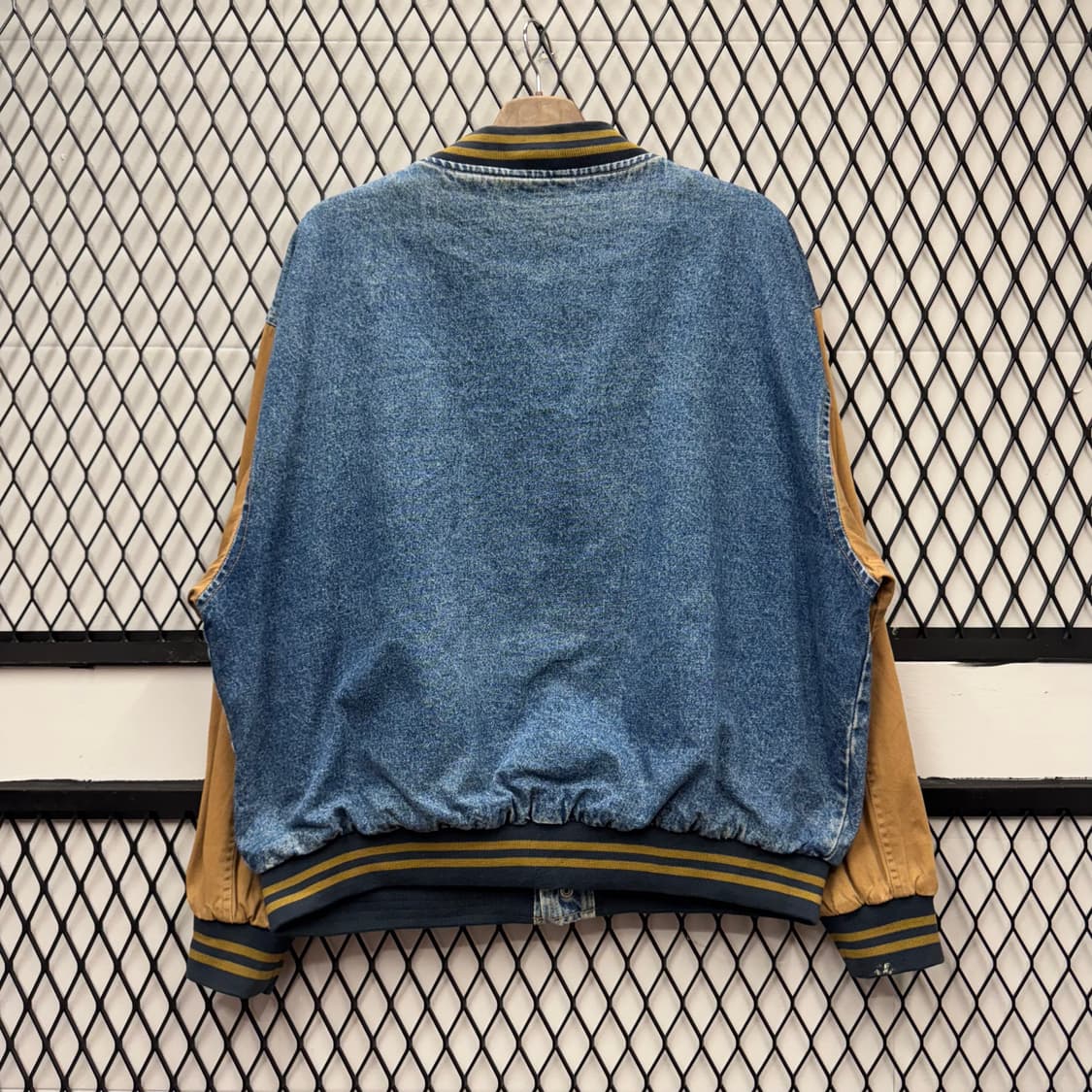 USA VTG 90s 빈티지 데님 바시티 베이지 배색 워크 자켓 상품이미지2