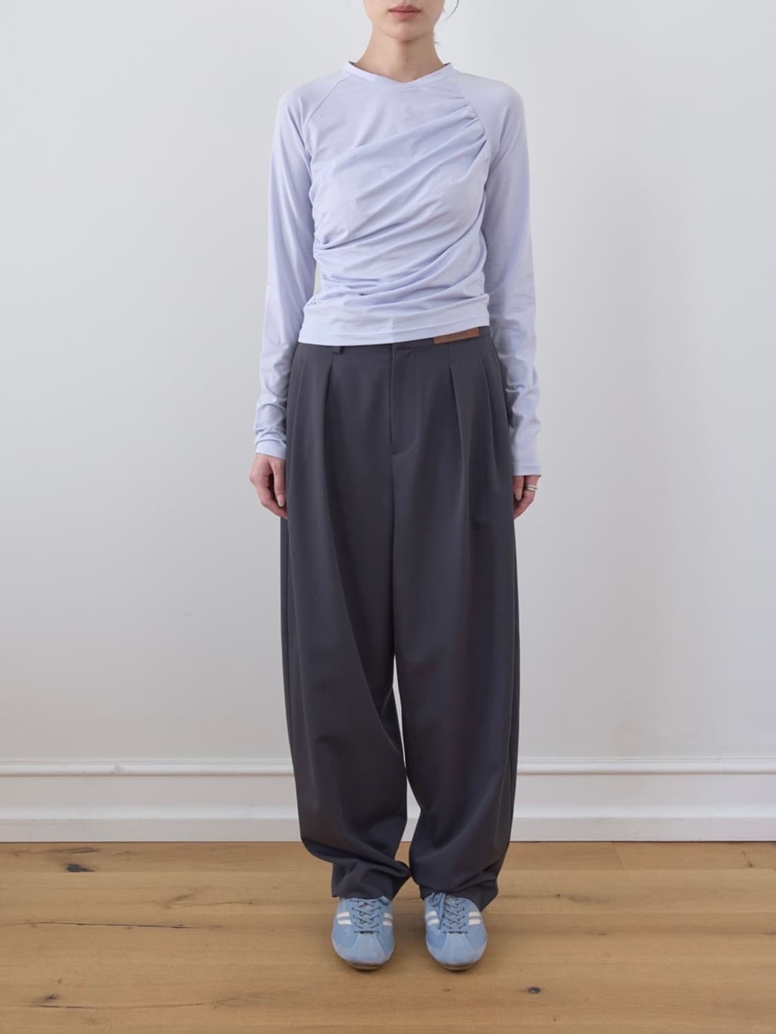 [마조네] Pleats tuck wide pants_grey_M 상품이미지1