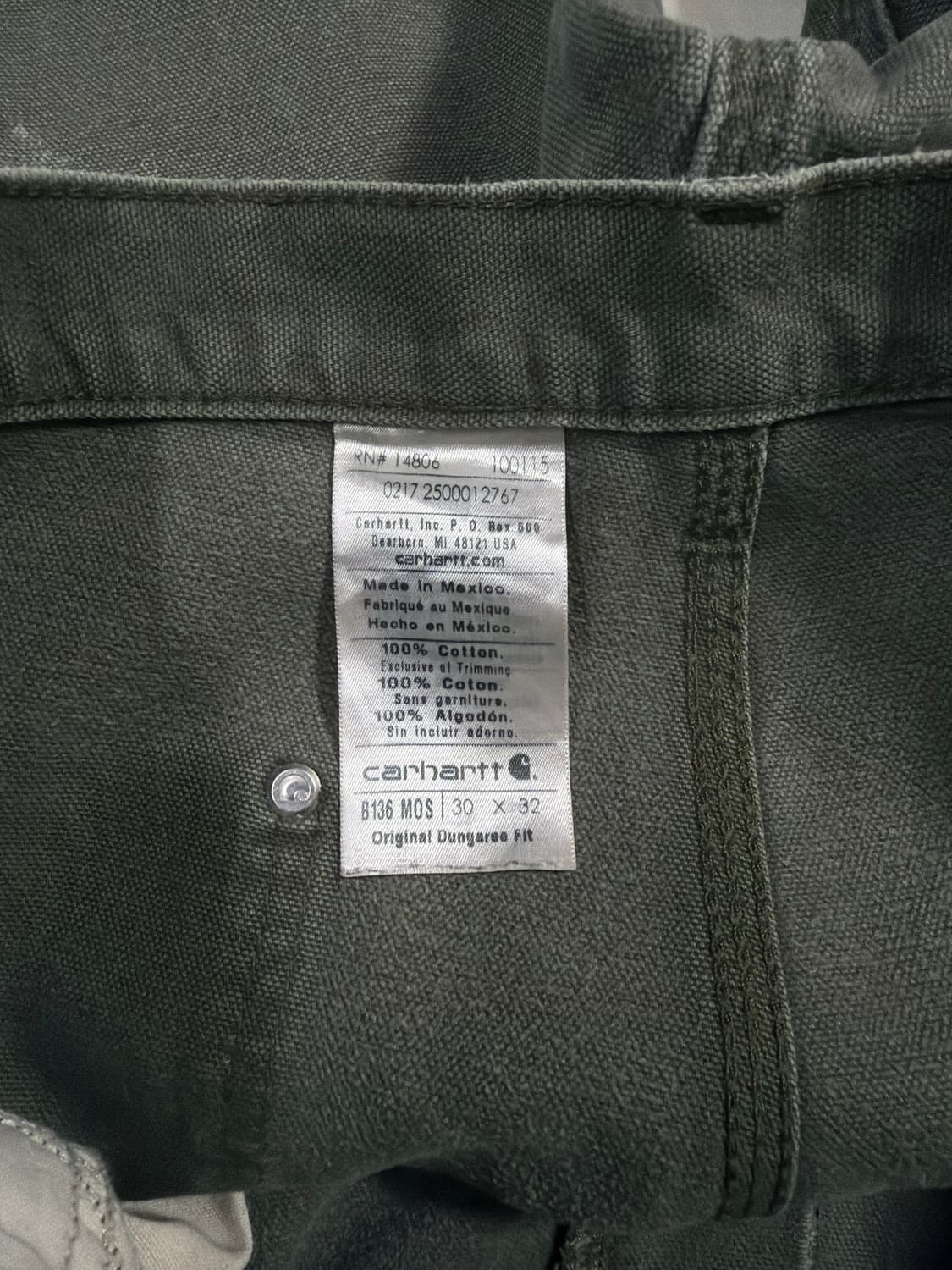 Carhartt  OG 빈티지 칼하트 더블니 팬츠 칼하트 MOS 모스그린 상품이미지9