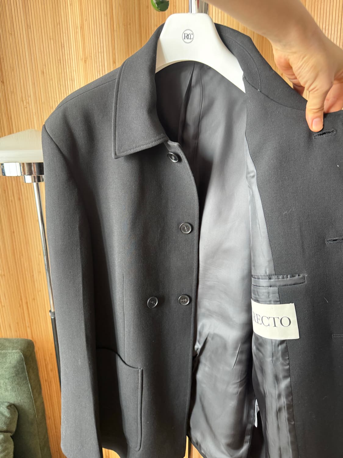 렉토(RECTO) 남성 시그니처 싱글 자켓 블랙 상품이미지5