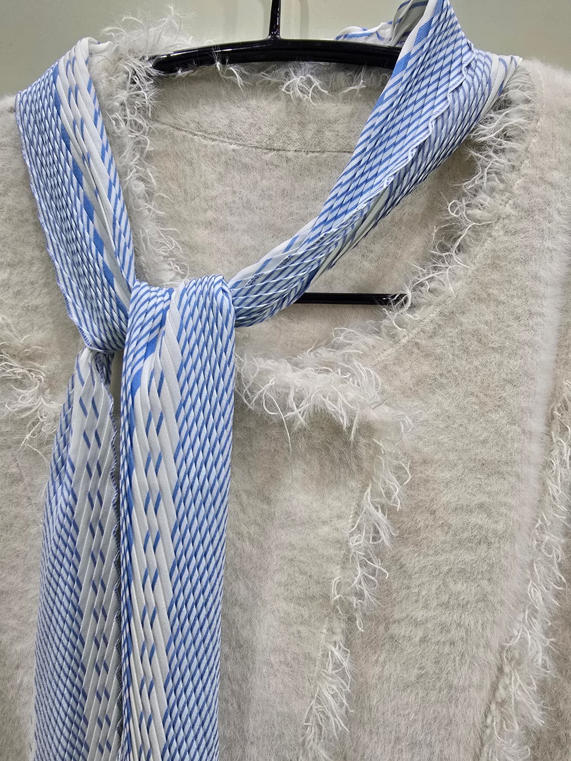 아이보리 퍼 베스트 조끼 스카프 세트 상품이미지5