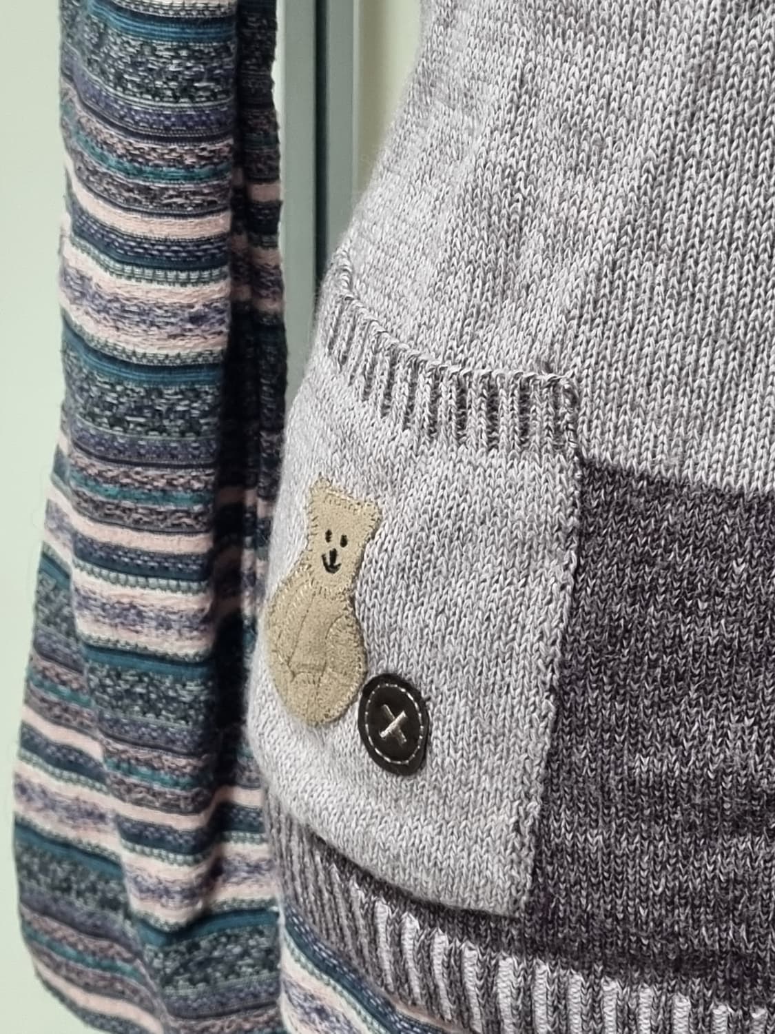 모리걸 곰돌이 스트라이프 이너티 반팔 레이어드 세트 상품이미지4