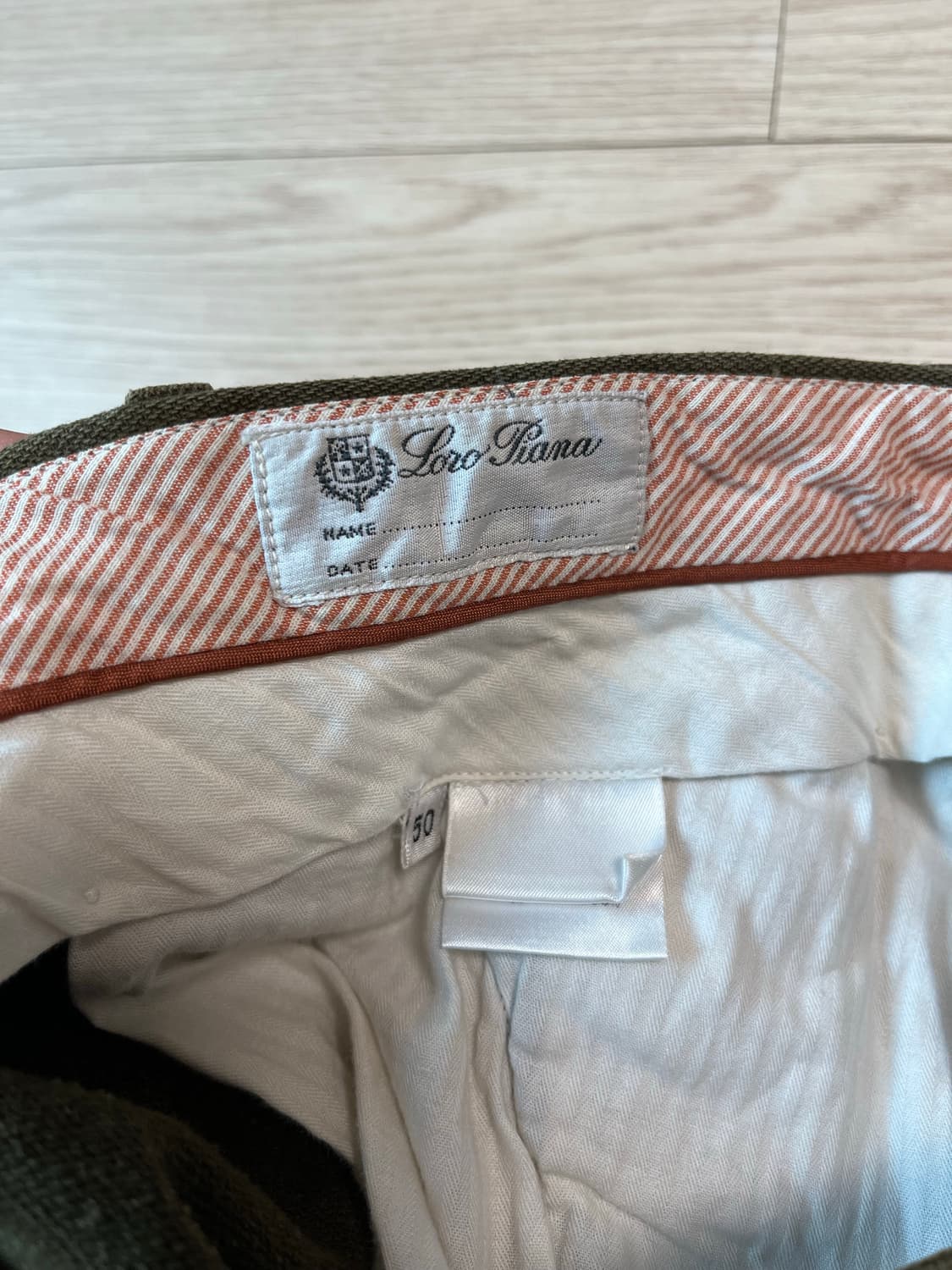 로로피아나 올리브 그린 코튼 팬츠 50 정품 상품이미지8