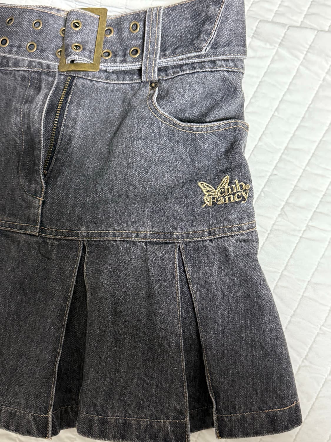 팬시클럽 데님 플리츠스커트 상품이미지3