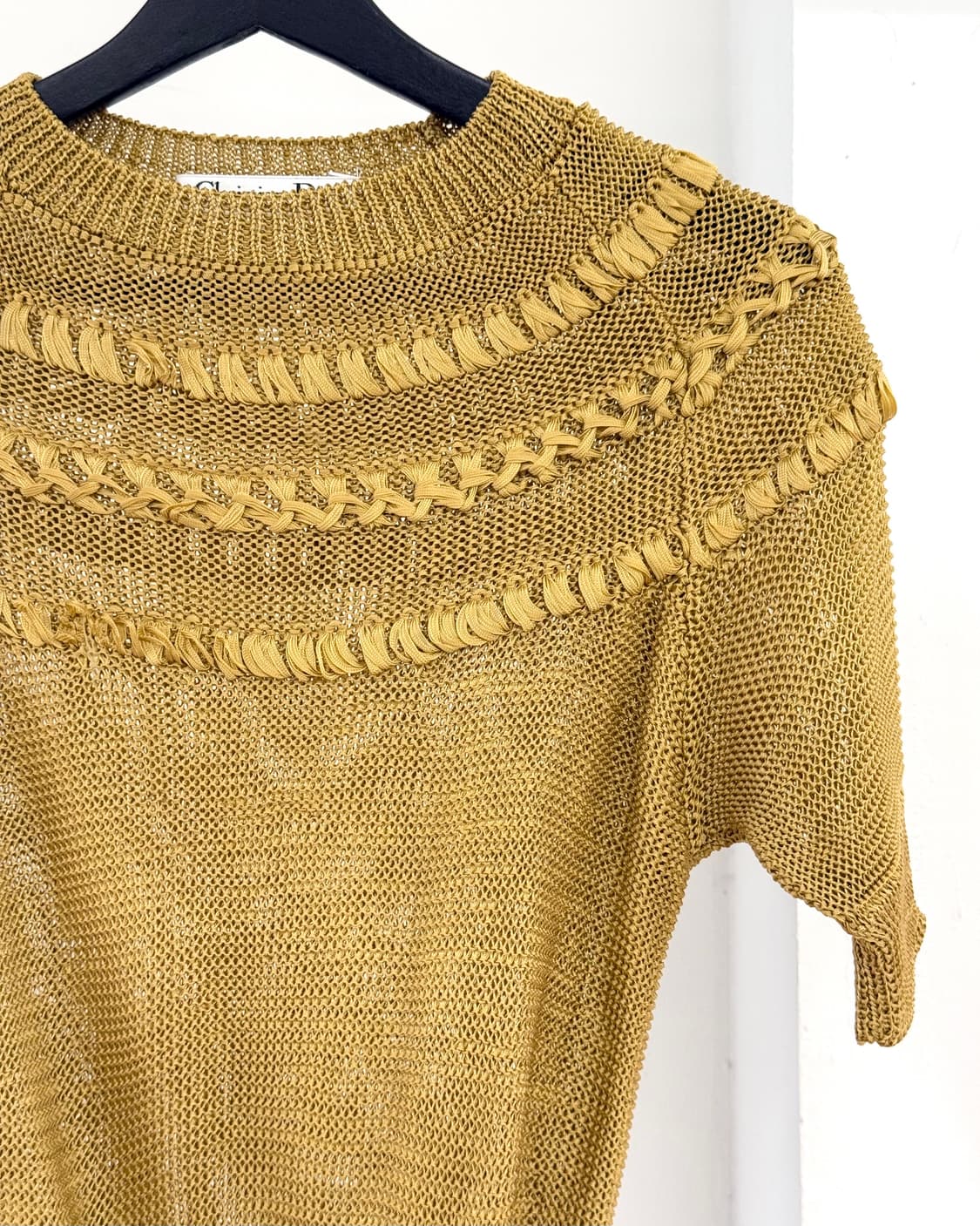 크리스찬 디올 골드 오픈 니트 라운드넥 탑 상품이미지4