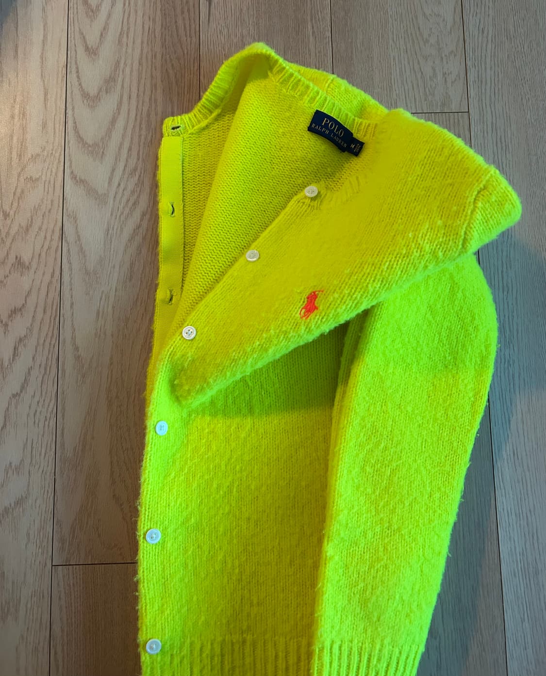 폴로 랄프로렌 네온 그린 옐로우 퍼지 가디건 상품이미지3