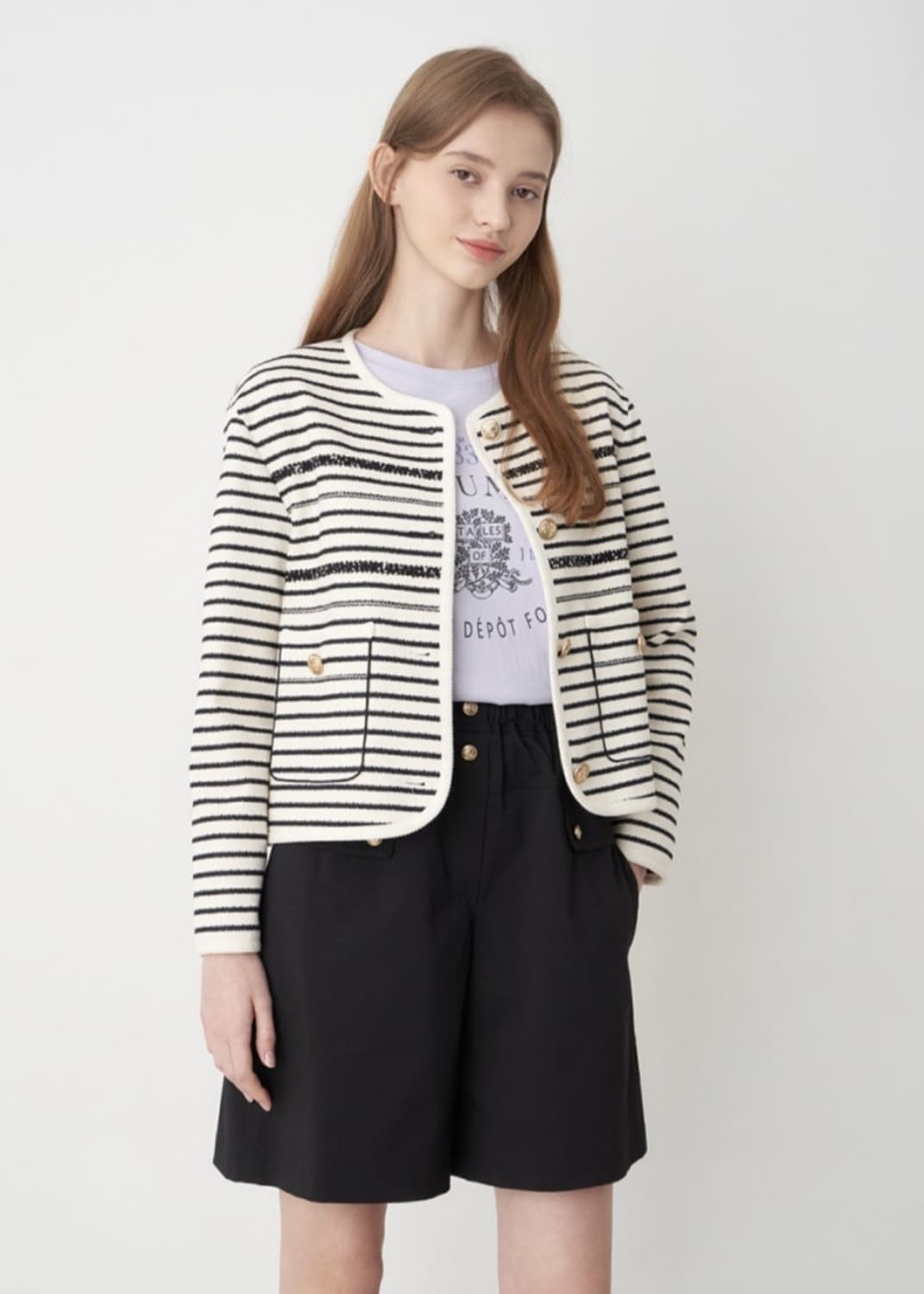 SJSJ 버튼 스트라이프 자켓 44사이즈 상품이미지3