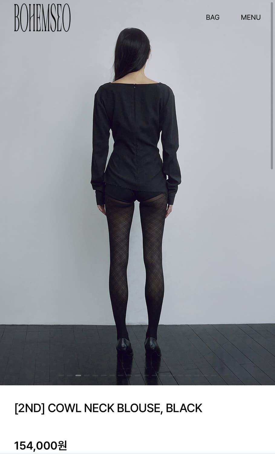 COWL NECK BLOUSE, BLACK 상품이미지2