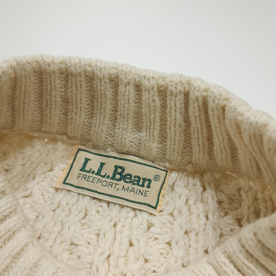 CL357 XL 엘엘빈 90s 허니콤 모크넥 아이보리 니트 스웨터 상품이미지4