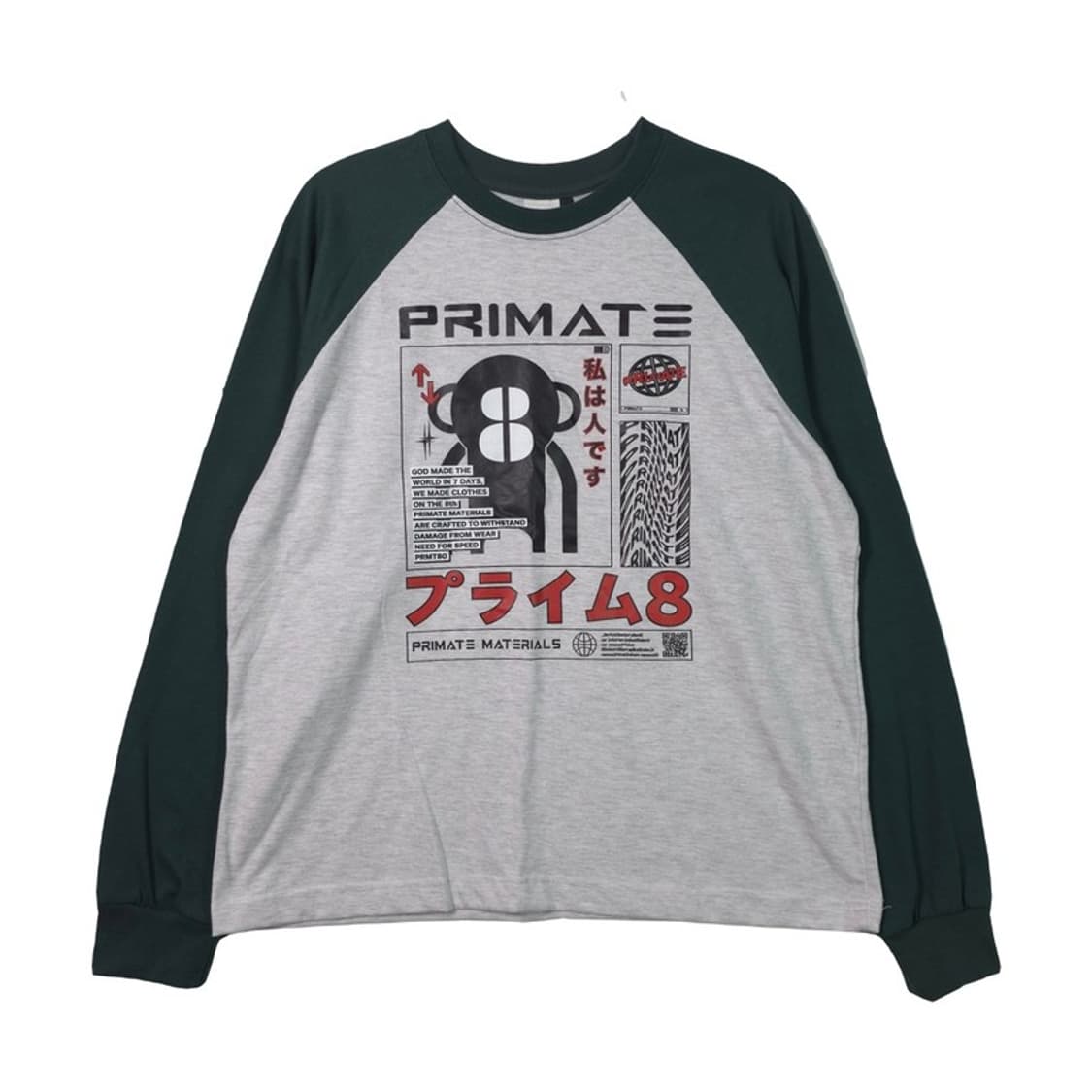PRIMATE PRIME 8 스트릿 그래픽 라글란 롱슬리브 M 상품이미지1