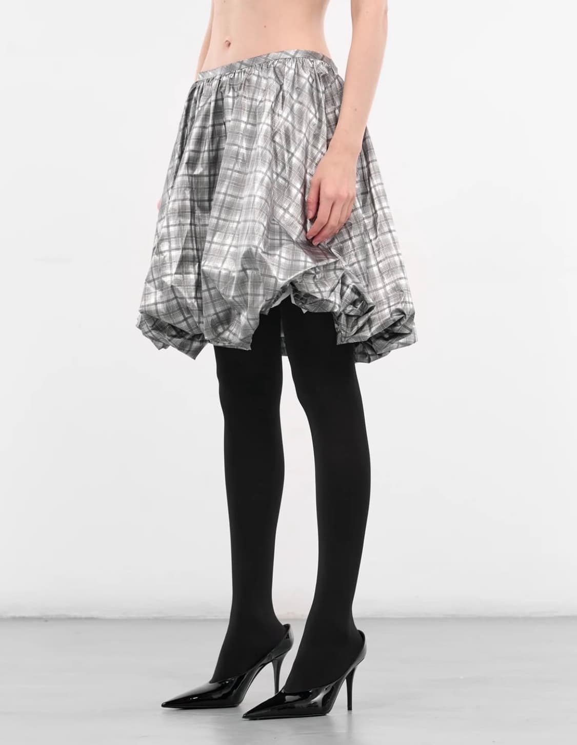 (S,M) 애슐리 윌리엄스 멜로 체크 퍼프 스커트 상품이미지3