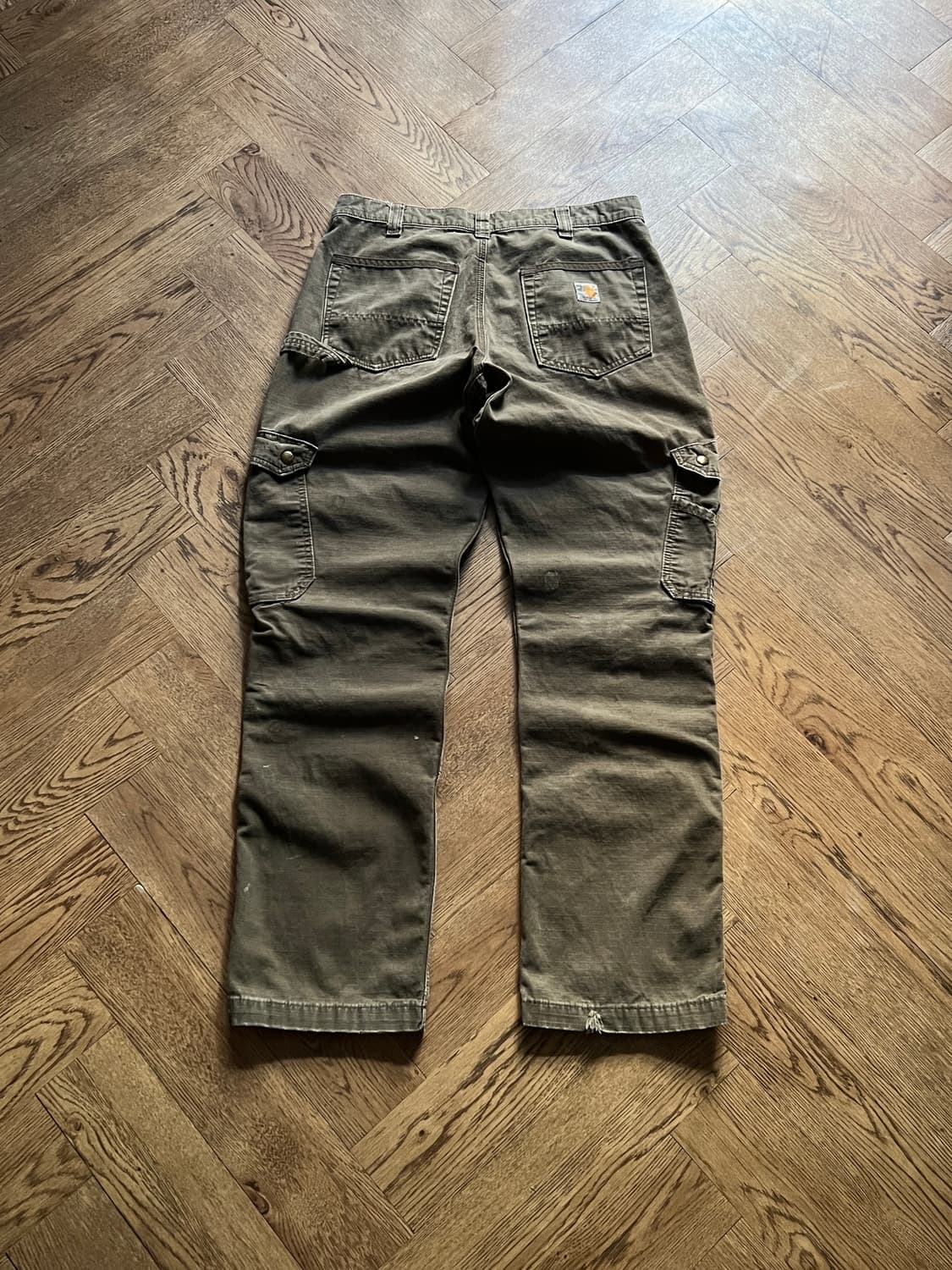 [32]칼하트 USA 더티워싱 다크커피 립스탑 더블니 워크 카고 팬츠 상품이미지2